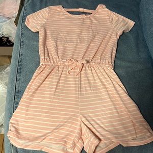 Pink striped romper
